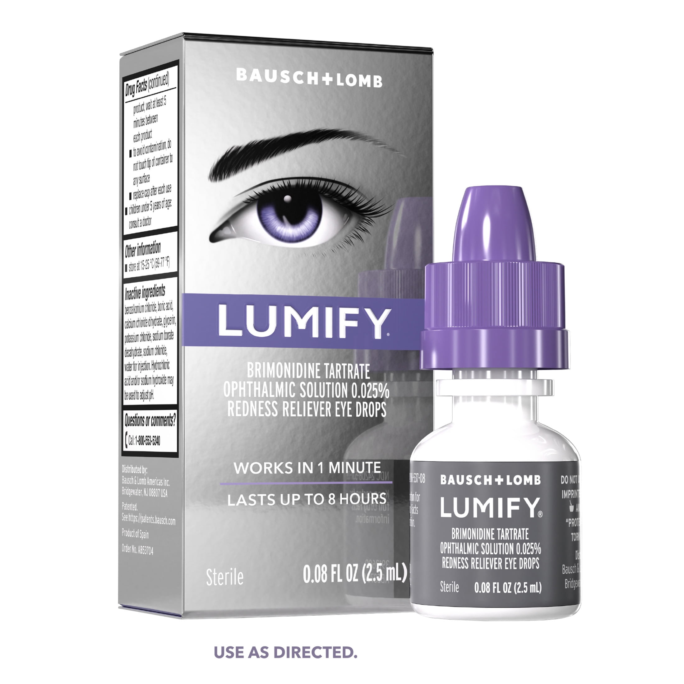 LUMIFY Eye Drops For Redness Relief & Whiter & Brighter Looking Eyes, .08 fl oz(2.5 mL)