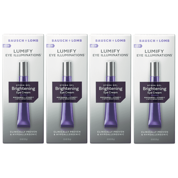 LUMIFY Eye Illuminations Hydra-Gel Brightening Eye Cream, Under Eye Brightener with Hyaluronic Acid & Vitamin C, 0.5 OZ - 4 Pack