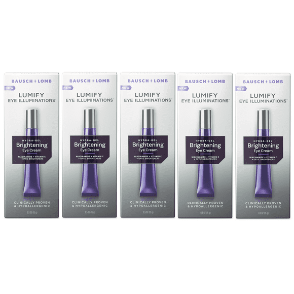 LUMIFY Eye Illuminations Hydra-Gel Brightening Eye Cream, Under Eye Brightener with Hyaluronic Acid & Vitamin C, 0.5 OZ - 5 Pack