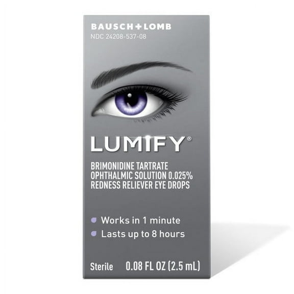 LUMIFY Redness Reliever Eye Drops, Brimonidine Tartrate 0.025%, Works in 1 Minute, Lasts up to 8 Hours, Sterile, 0.08 FL OZ