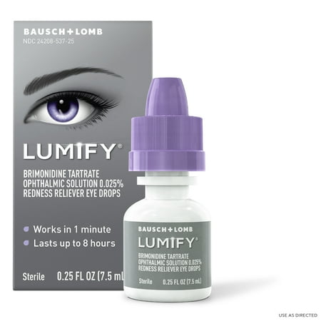 LUMIFY Redness Reliever Eye Drops, Fast Acting Brimonidine for Whiter, Brighter Looking Eyes, 0.25 Fl Oz (7.5 mL)