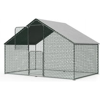 Gelloan Large Metal Chicken Coop with Waterproof and Anti-Ultraviolet Cover, Walk-in Poultry Cage Chicken Run Pen Dog Kennel Duck House,Silver
