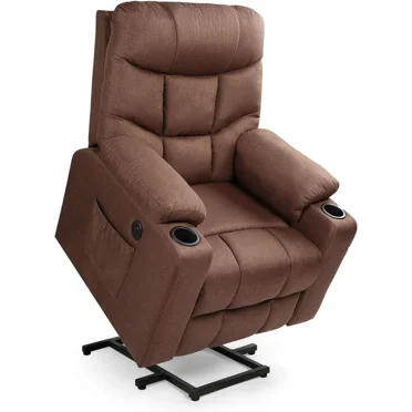 Gelloan Power Lift Recliner Chair for Elderly with Heat and Massage Recliner,Side Pocket and USB,Brown