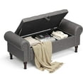 thumbnail image 1 of Gelloan Storage Ottoman Bench for Bedroom,Upholstered Bedroom Bench with Rolled Arms and Rivets, Storage Chest for Living Room,Grey,51 Inches, 1 of 8