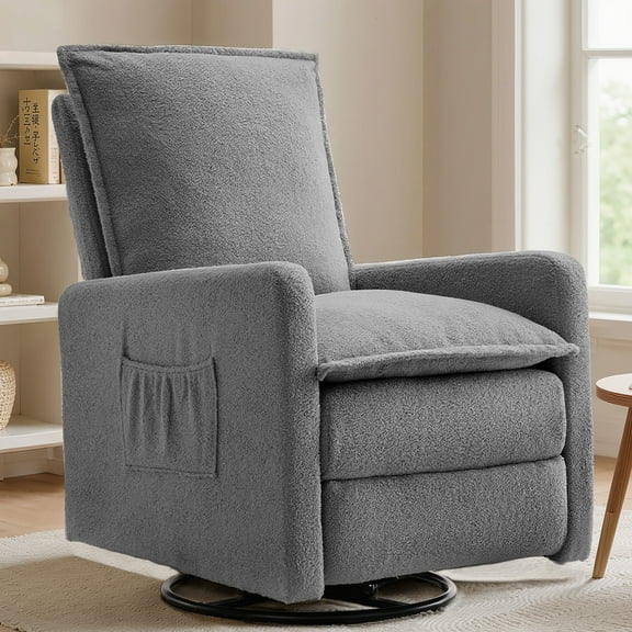 Gelloan Upholstered Swivel Glider and Recliner Nursery Chair,Grey