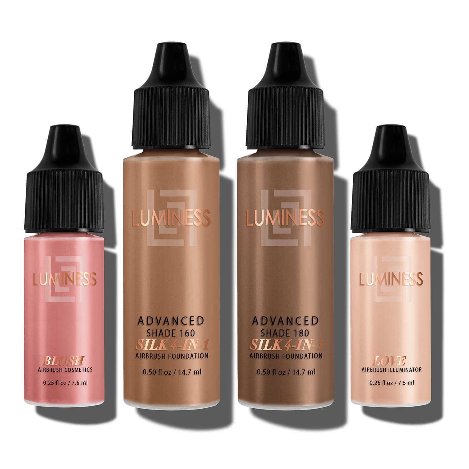  Luminess Silk 4-in-1 Airbrush Foundation Makeup Starter Kit -  Fair Coverage, 6-piece - Includes 2x Silk Airbrush Foundation, Blush, Glow  Highlighter, Moisturizer Primer & Airbrush Cleaning Solution : Beauty &  Personal Care
