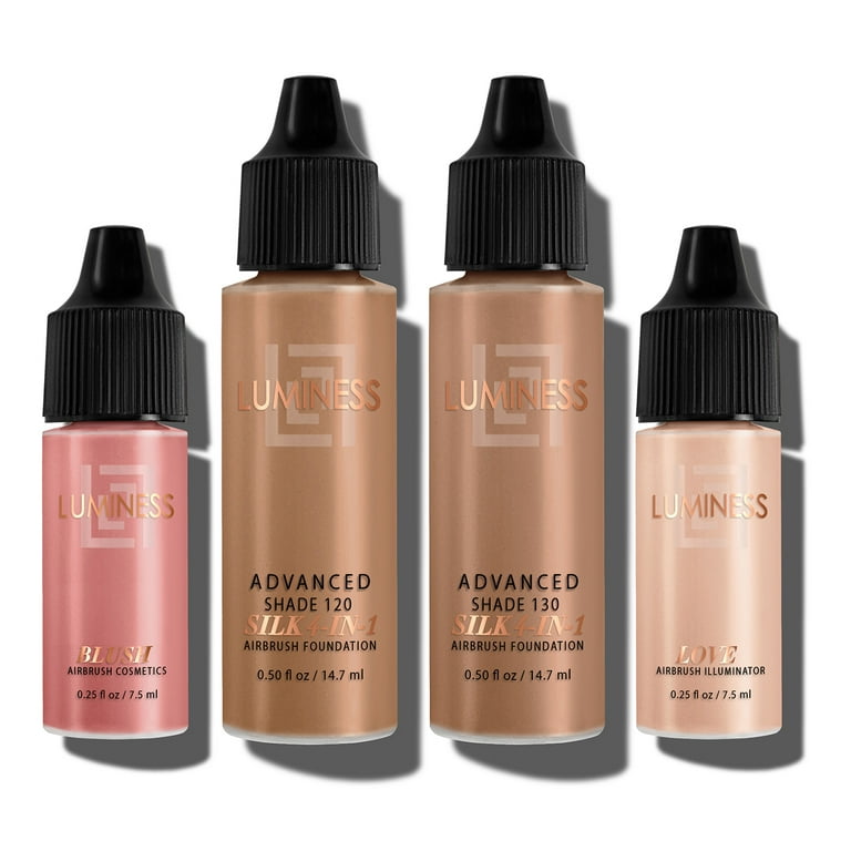 LUMINESS Airbrush Silk 4-in-1 Foundation Makeup Starter Kit: 2 Airbrush  Foundations, High-Coverage Concealer, and an All-in-One Foundation