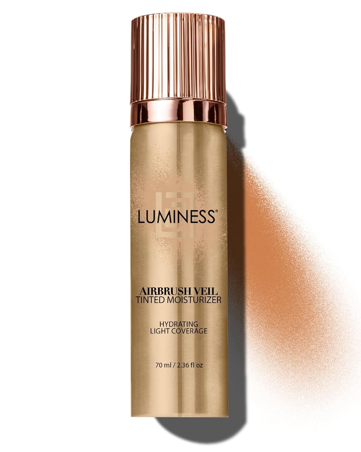 LUMINESS Airbrush Veil Tinted Moisturizer, Tan 100 - Lightweight, Hydrating, & Skin-Plumping Face Moisturizer Spray - Facial Skin Tint with Hyaluronic Acid Ceramides, Glycerin, Aloe & Hydrolyzed Silk