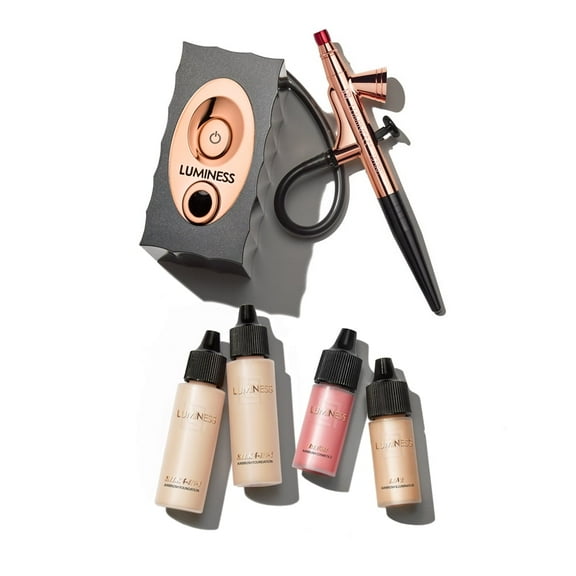 LUMINESS Icon Airbrush System with Starter Kit: Includes Silk 4-In-1 Foundation, Highlighter and Blush