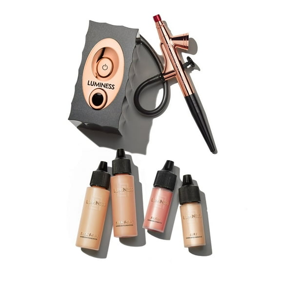 LUMINESS Icon Airbrush System with Starter Kit: Includes Silk 4-In-1 Foundation, Highlighter and Blush