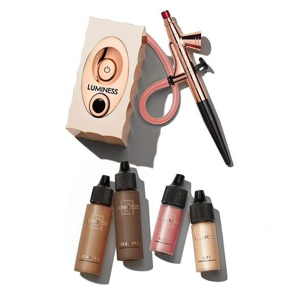 LUMINESS Icon Pro Airbrush System with Starter Kit: Includes Silk 4-In-1 Foundation, Highlighter and Blush