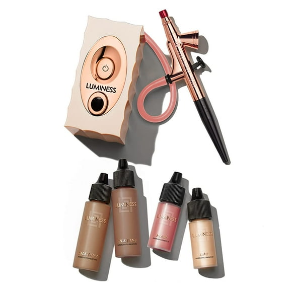 LUMINESS Icon Pro Airbrush System with Starter Kit: Includes Silk 4-In-1 Foundation, Highlighter and Blush