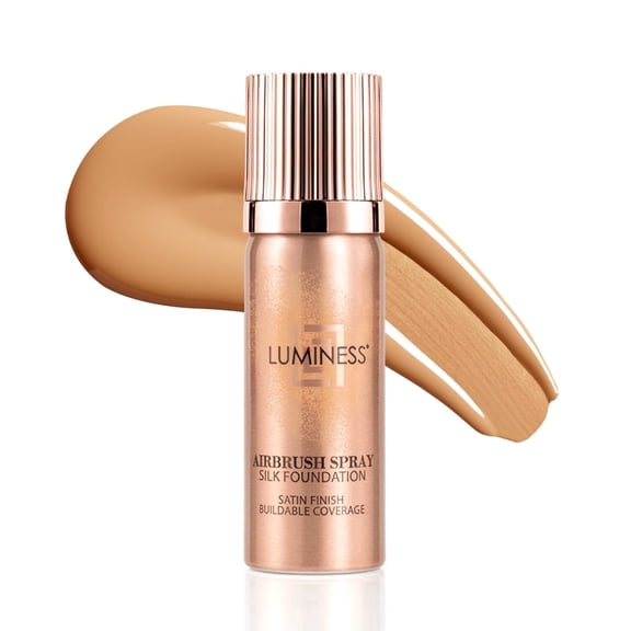 LUMINESS Silk Airbrush Spray Foundation - Full Coverage Foundation - Formula Hydrates & Moisturizes with Hyaluronic Acid, Aloe Vera & Hydrolyzed Silk, 1 FL Oz (Shade - Medium)