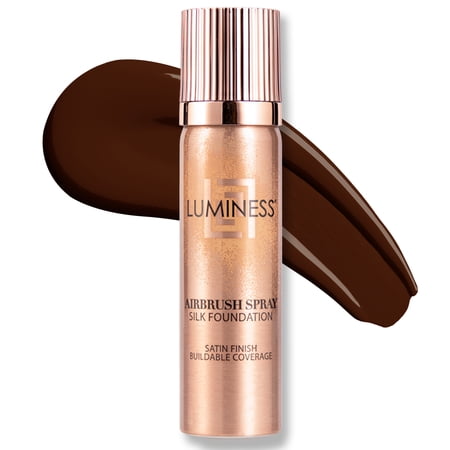 LUMINESS Silk Airbrush Spray Foundation - Full Coverage Foundation - Formula Hydrates & Moisturizes with Hyaluronic Acid, Aloe Vera & Hydrolyzed Silk (Shade - Deep)
