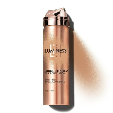 LUMINESS Silk Airbrush Spray Foundation - Full Coverage Foundation - Formula Hydrates & Moisturizes with Hyaluronic Acid, Aloe Vera & Hydrolyzed Silk (Shade - Warm Dark)