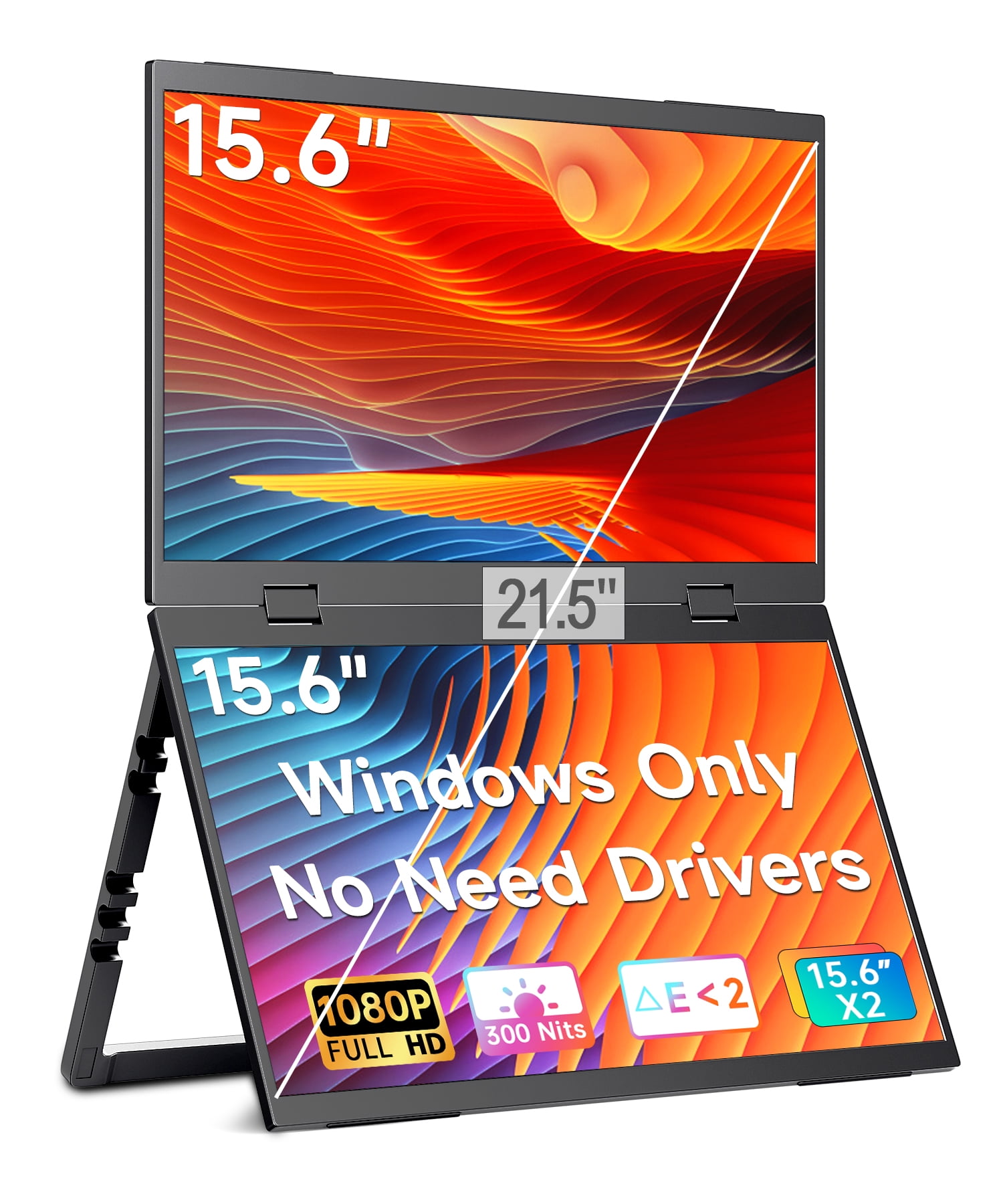 LUMIPIX Pro 15.6" Foldable Dual Screen Portable Monitor | Plug & Play for Wins/Android/Switch/Xbox/PS5 | FHD 1080P HDR Foldable Travel Display with HDMI/USB-C | Ideal for Gaming, Design, Of