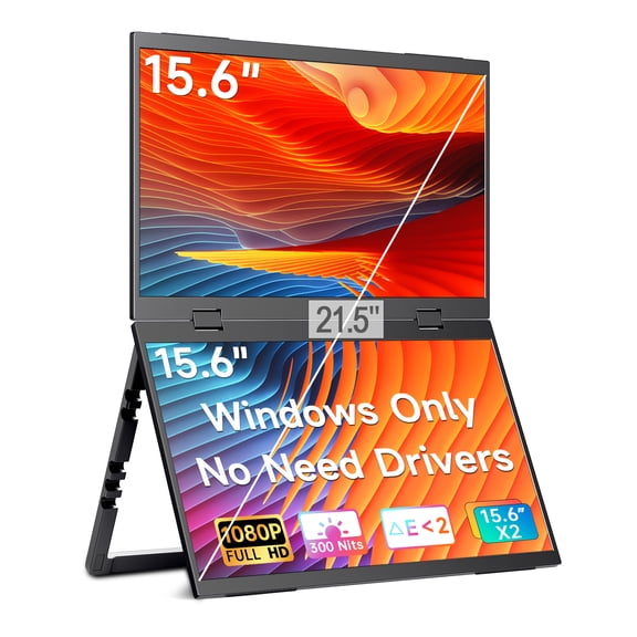 LUMIPIX Pro 15.6" Foldable Dual Screen Portable Monitor | Plug & Play for Wins/Android/Switch/Xbox/PS5 | FHD 1080P HDR Foldable Travel Display with HDMI/USB-C | Ideal for Gaming, Design, Of