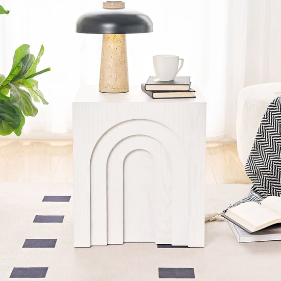 LUMISOL 15.74'' Square Side Table, Wood Small Coffee Table, Accent Table Bedside Table for Living Room Bedroom Apartment Office Small Space, No Need Assembly 
