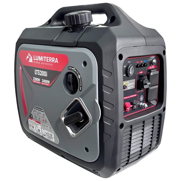 LUMITERRA 2400W Portable Inverter Gas Generator, CO Sensor, ECO Mode, Low Oil Shutdown, Low Oil for Home Use, Camping, Outdoor