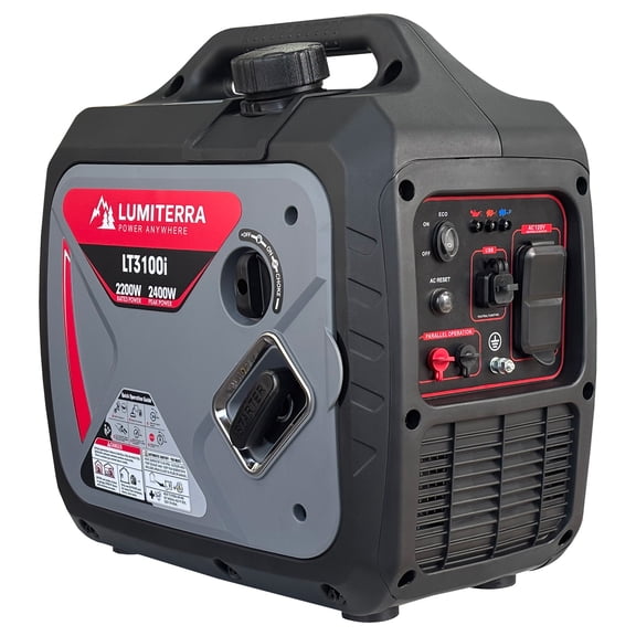 LUMITERRA 2400W Portable Inverter Gas Generator, CO Sensor, ECO Mode, Low Oil Shutdown, Low Oil for Home Use, Camping, Outdoor