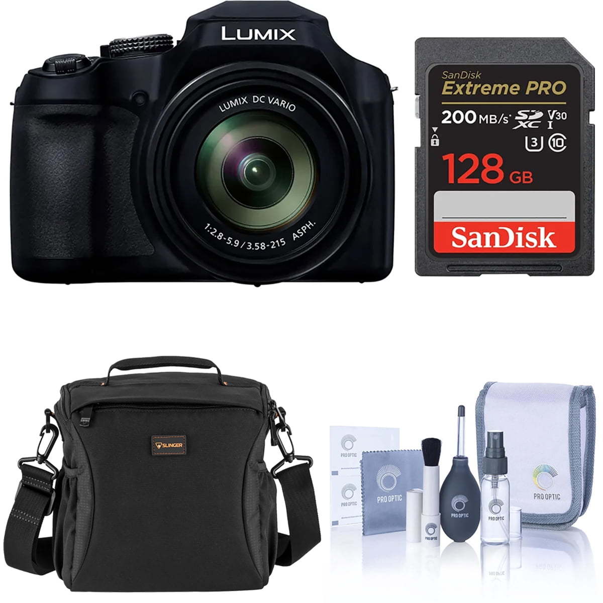 Panasonic LUMIX FZ80D Digital Camera, Bundle with Memory Card, Extra Battery, Bag, Includes Cleaning Accessories