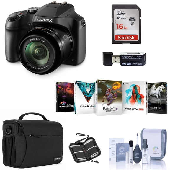LUMIX FZ80D Point and Shoot Digital Compact Camera with 20-1200mm Zoom Lens - Bundle with Bag and 32GB SD Card