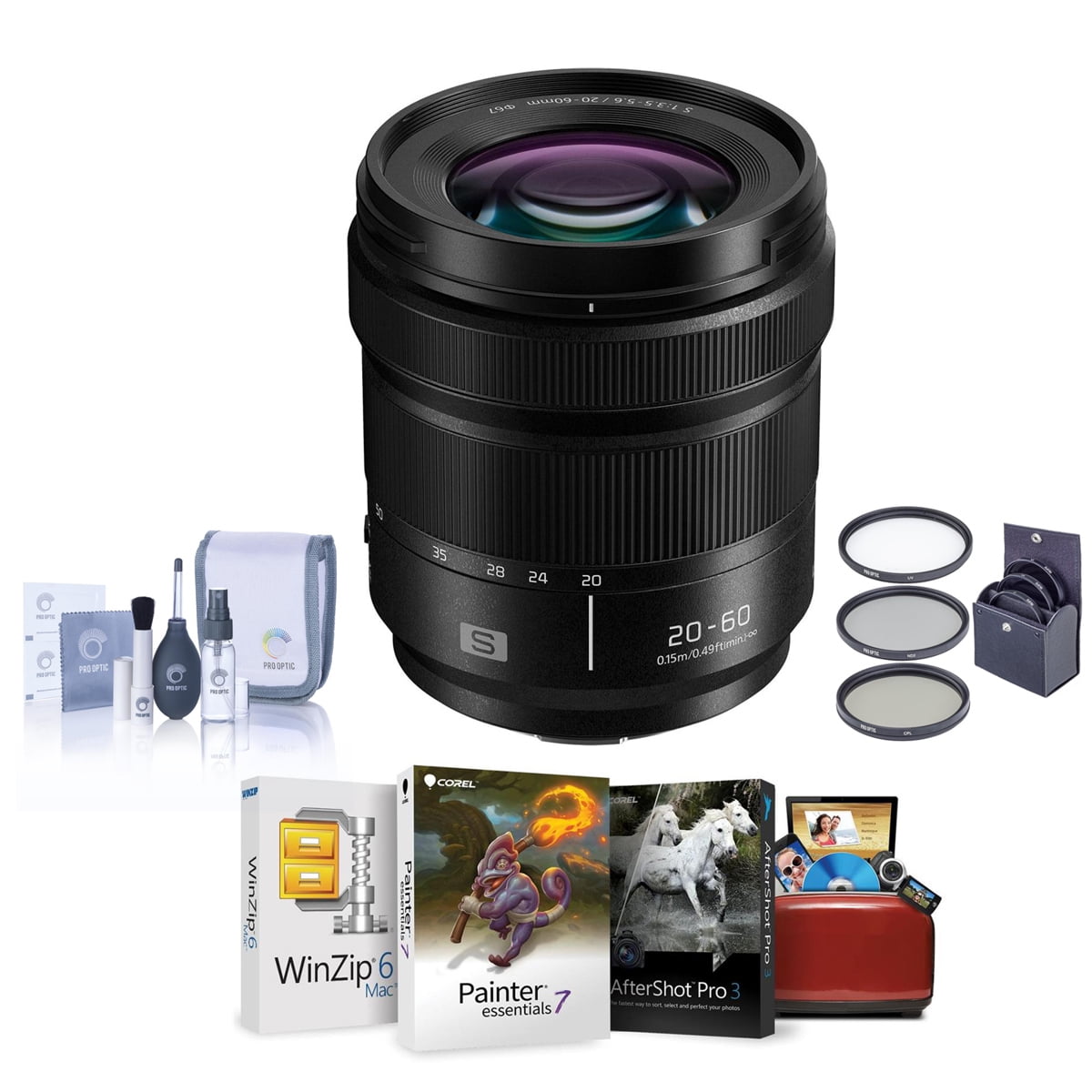 Panasonic LUMIX S 20-60mm f/3.5-5.6 Lens for L Mount, Bundle with 