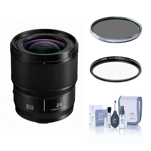 Panasonic LUMIX S 24mm f/1.8 Lens for L Mount, Bundle with Hoya NXT Plus 67mm UV+CPL Filter Kit, Cleaning Kit