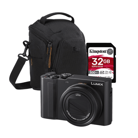 LUMIX ZS300 Compact Point and Shoot 4K Digital Camera (Black) Bundle with Memory Card and Camera Bag (3 Items)