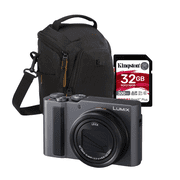 LUMIX ZS300 Compact Point and Shoot 4K Digital Camera Silver Bundle with Memory Card and Camera Bag 3 Items