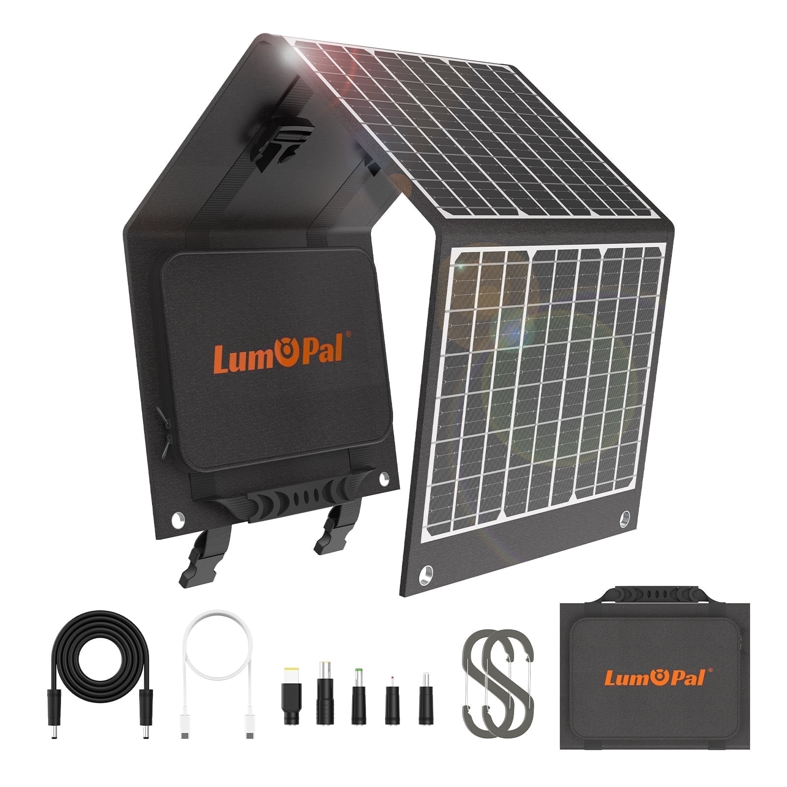 LUMOPAL 40W Foldable Solar Panel, Portable Charger for Traveling \u0026 Camping, Black, 1 Pack