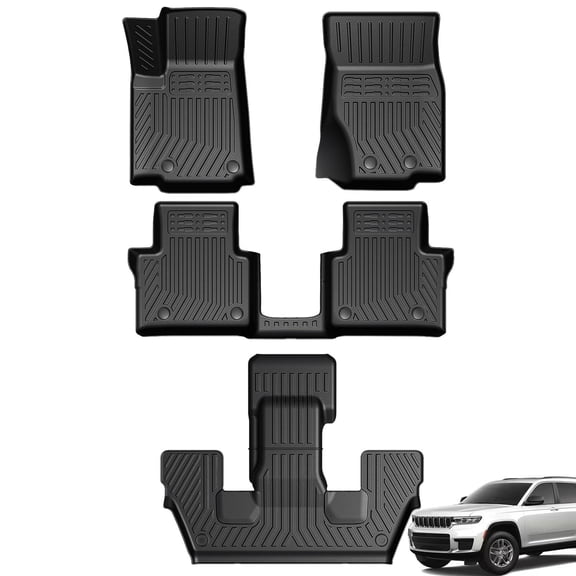 LUMWAY 4-Piece TPE Floor Mats for 2021-2026 Jeep Grand Cherokee L 6-Seat, Black