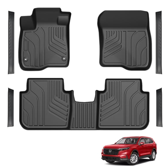 LUMWAY TPE Floor Mats and Dooe Sills Guards for 2023-2026 Honda CR-V Gas or Hybrid, Black