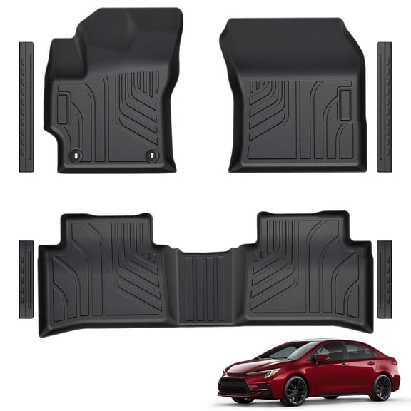 LUMWAY TPE Floor Mats and Door Sill Guards for 2020-2026 Toyota Corolla Sedan, Black