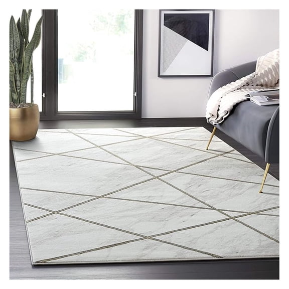 LUN150A Contemporary Marble Lines Area Rug 3' x 5'
