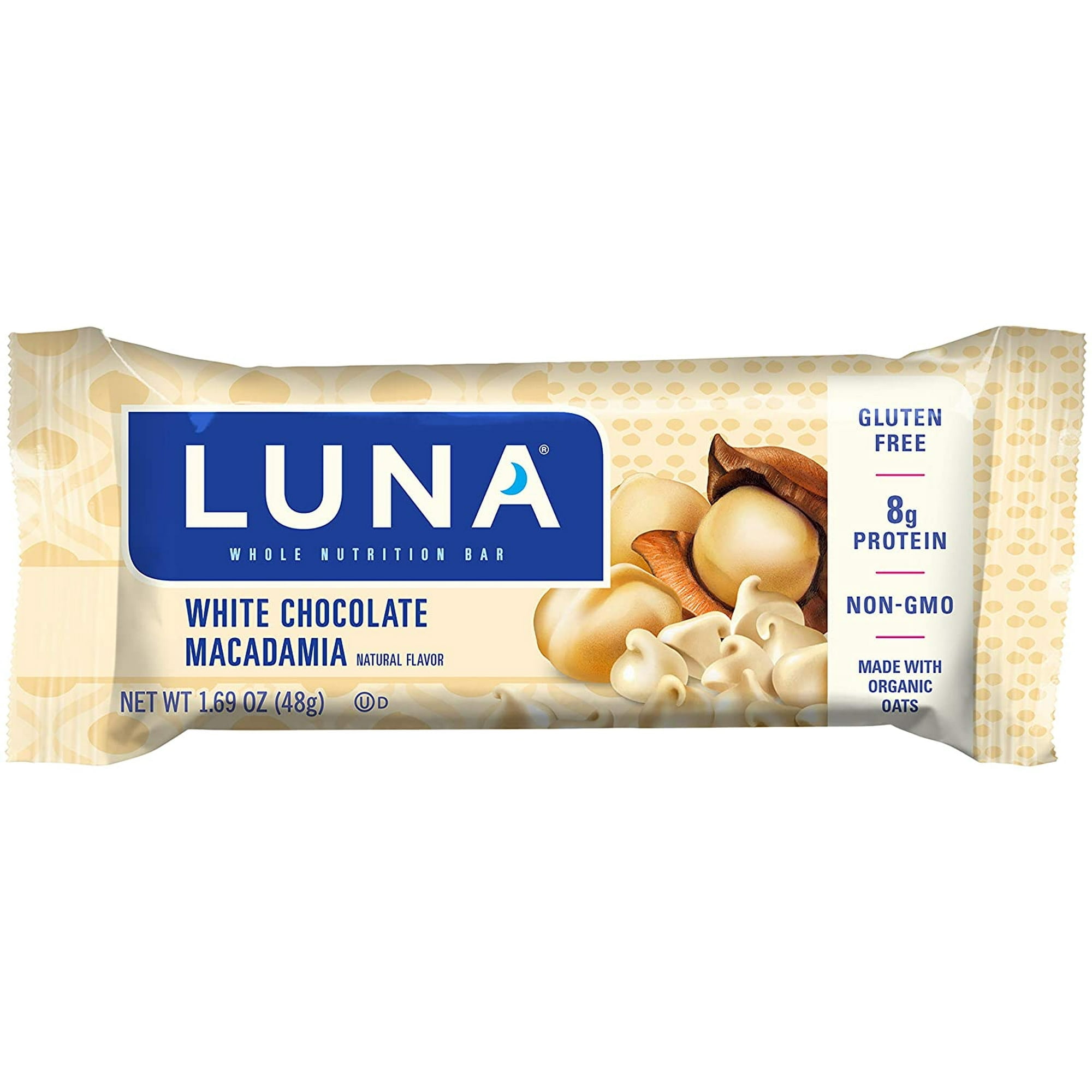 LUNA BAR - Gluten Free Bars - White Chocolate Macadamia Flavor - (1.69 Ounce Snack Bars, 15 Count)