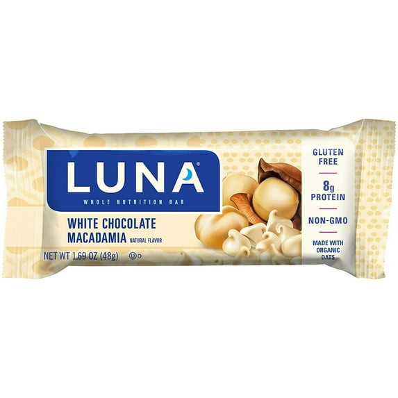 LUNA BAR - Gluten Free Bars - White Chocolate Macadamia Flavor - (1.69 Ounce Snack Bars, 15 Count)