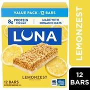 LUNA LemonZest Flavor Gluten Free Snack Bars, Protein Bars, Value Pack, 12 Count