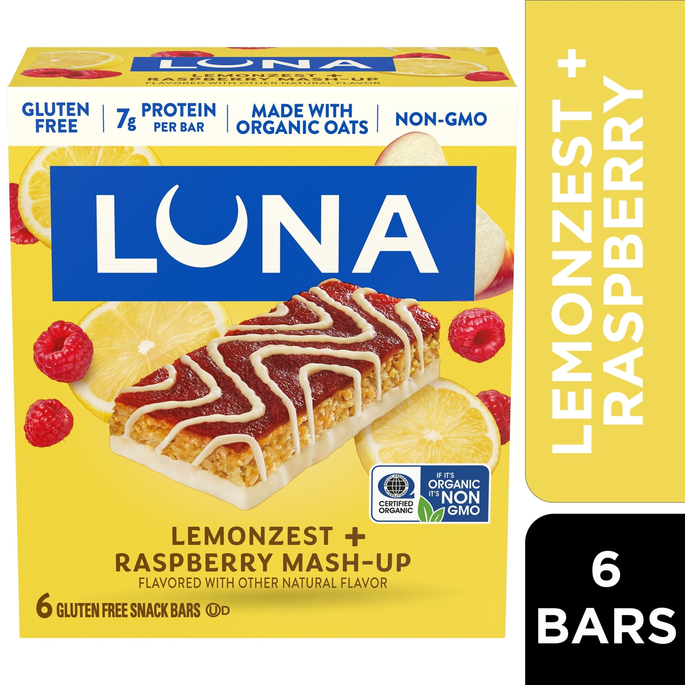 LUNA Mash-Ups, LemonZest + Raspberry, Gluten-Free, Non-GMO, 7-9g