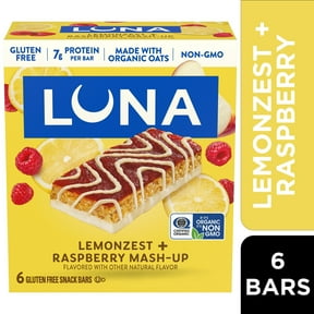 LUNA LemonZest + Raspberry Flavor Gluten Free Snack Bars, Protein Bars, 6 Count