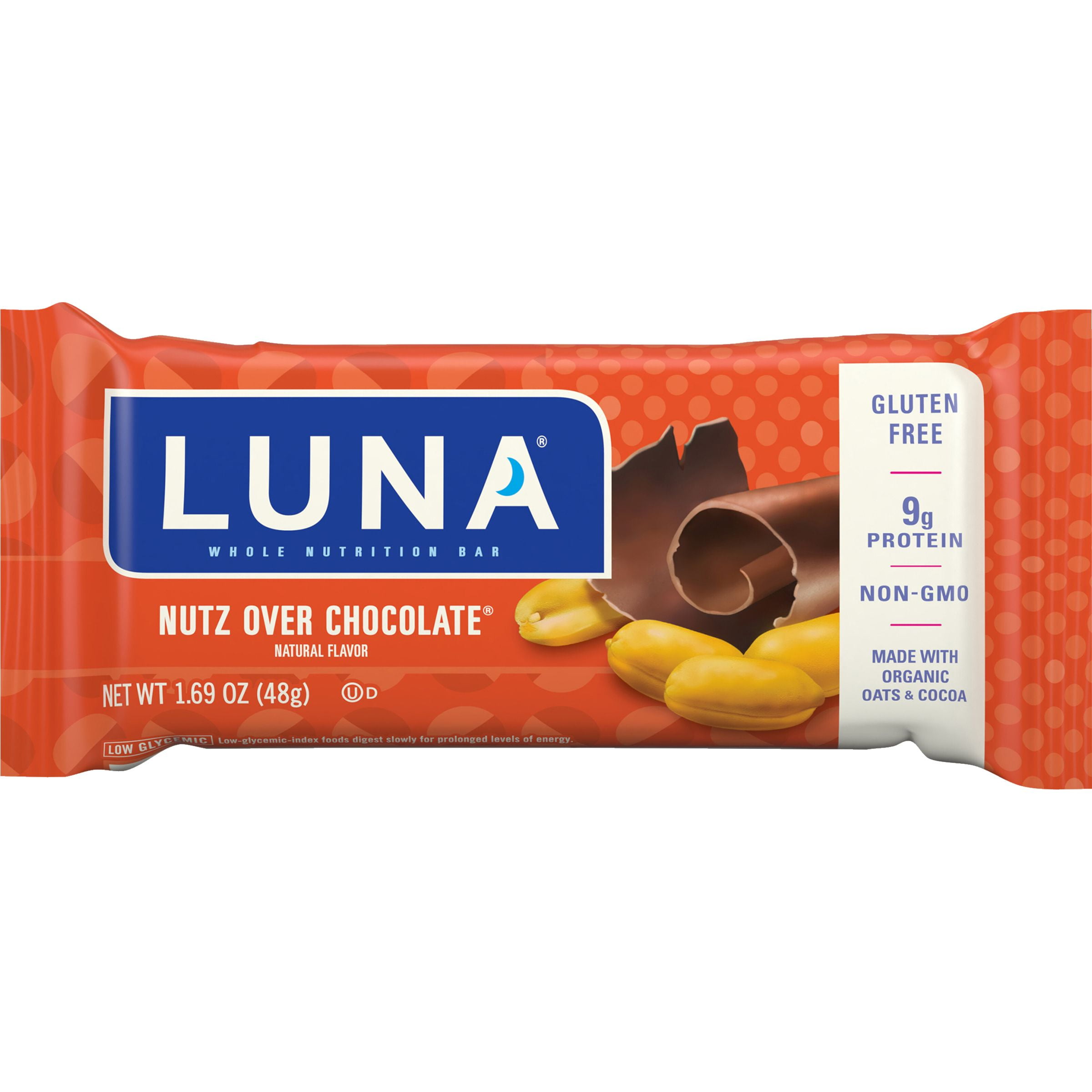 LUNA NUTZ OVER CHOCOLATE GLUTEN FREE NON GMO NUTRITION BAR 1.69 OZ