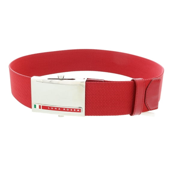 LUNA ROSSA Red Leather Trimmed Woven Belt-26 for Womens