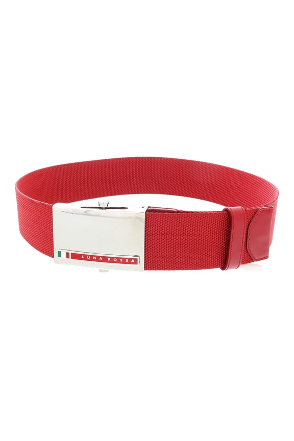 Red Leather Trimmed Woven Belt-26 for Womens
