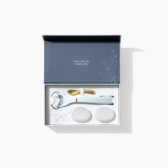 LUNAESCENT Touch-Free Skincare Applicator & Massager – Deluxe Gift Set Cream Applicator Moisturizer Applicator Makeup Spatula Face Mask Brush in Sky color