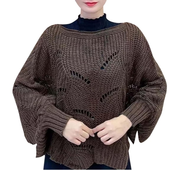 LUNCHS Bat Sleeve Knitting Shawl, Women Winter Knitwear Sweater Bat Sleeve Knitted Shawl (Red,one size)