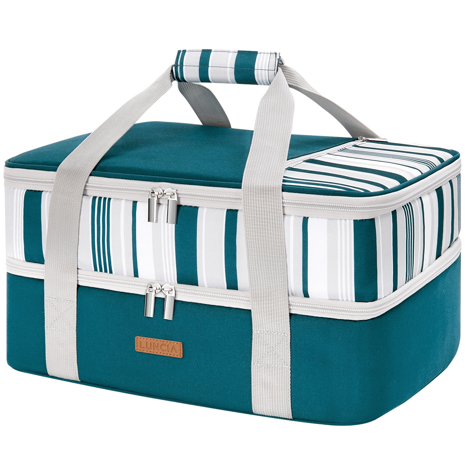 LUNCIA Double Decker Insulated Casserole Carrier for Hot or Cold Food, Lasagna Holder Tote Green - Walmart.com