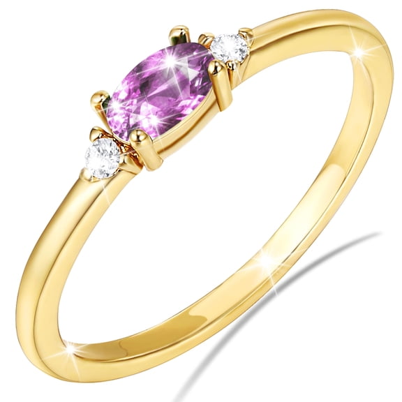 LUNVKY 18K Gold Plated Rings for Women Stackable Non Tarnish Knuckle CZ June Birthstone Ring with Purple Alexandrite Birthday Valentines Day Jewelry Gifts Teen Girlfriend Wife Her Female Age Ideas