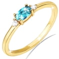 thumbnail image 1 of LUNVKY 18K Gold Plated Rings for Women Stackable Non Tarnish Knuckle CZ March Birthstone Ring with Blue Aquamarine Birthday Valentines Day Jewelry Gifts Teen Girlfriend Wife Her Female Age Ideas, 1 of 7