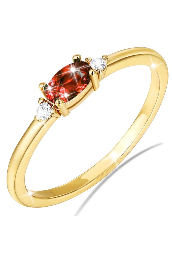 18K Gold Plated Rings for Women Stackable Non Tarnish Knuckle CZ January Birthstone Ring with Red Garnet Birthday Valentines Day Jewelry Gifts Teen Girlfriend Wife Her Female Tween Age Ideas