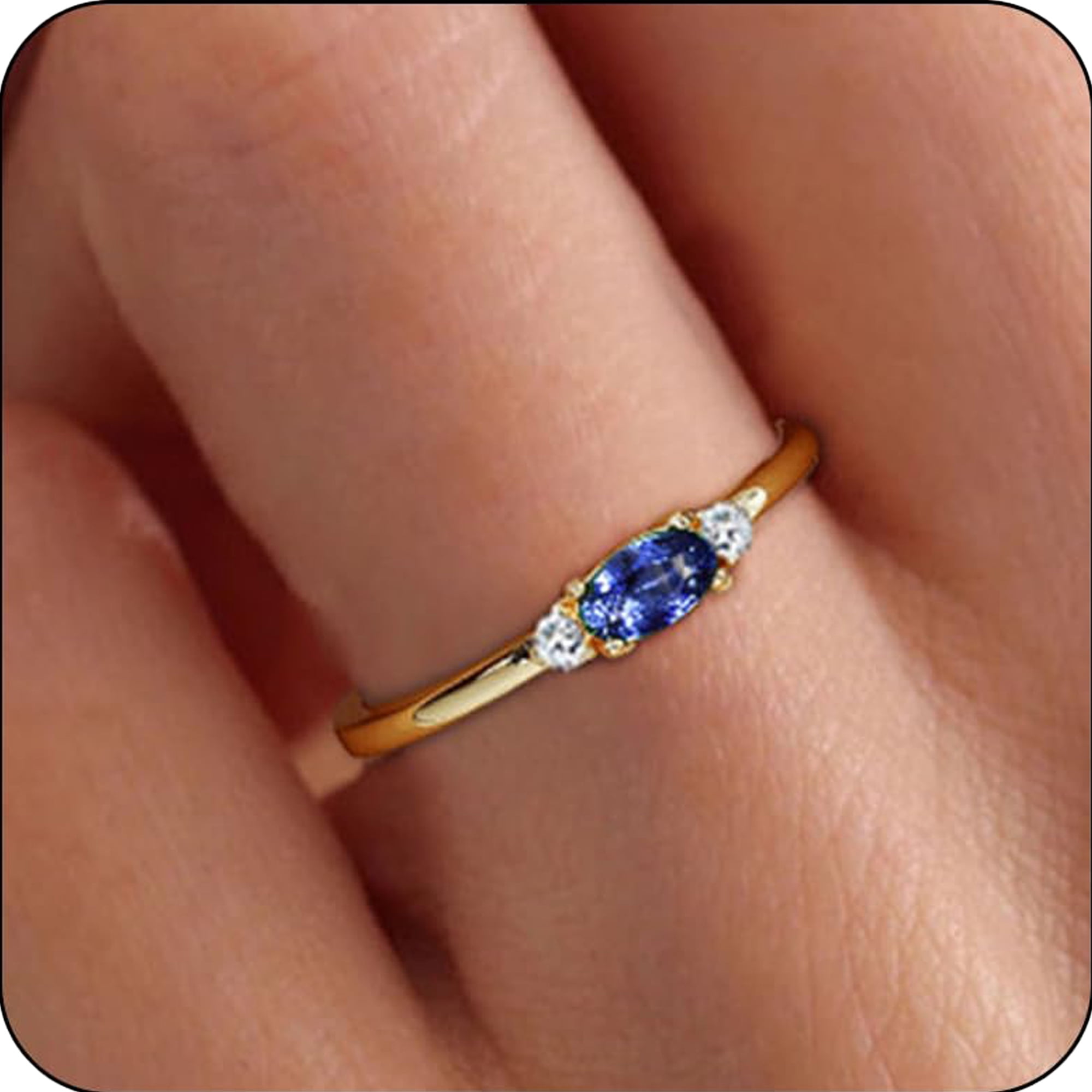 LUNVKY 14K Filled Gold Plated Rings Women Girls Mom Non Tarnish Knuckle Fashion CZ Birthstone Ring Pinky Thin Thumb Stackable Ring Set Accessories Bi